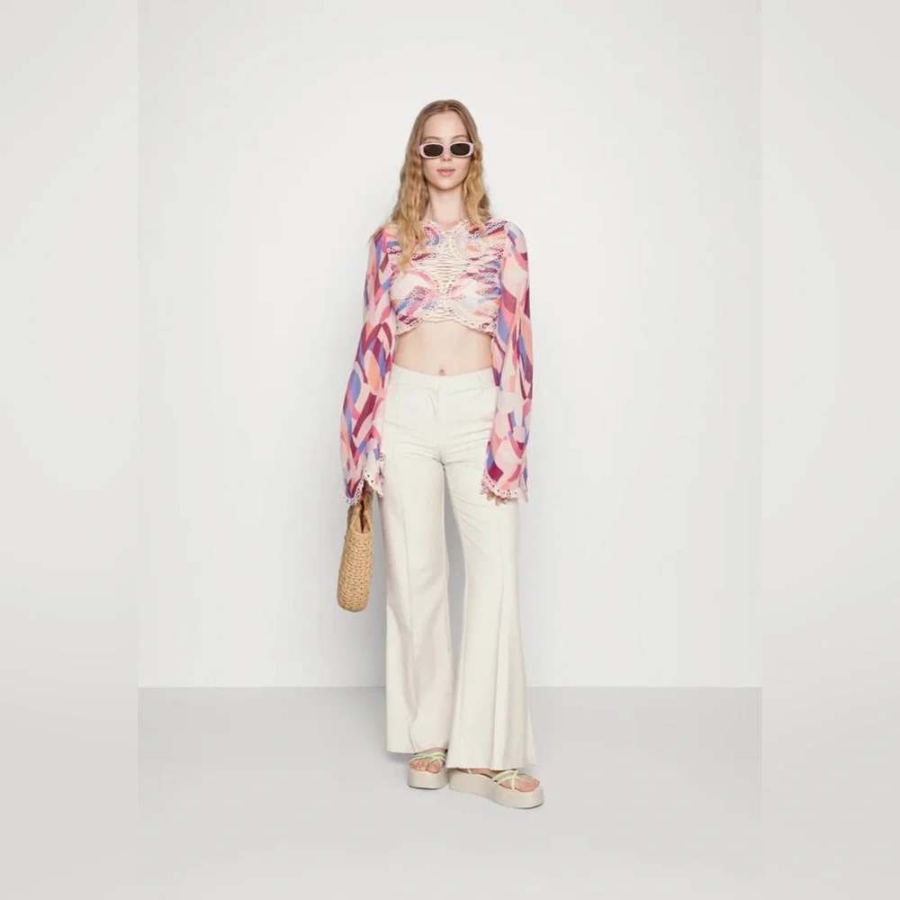 𝓯𝓹 Free People ~ Eyes on You Bell Sleeve Eyelet Mesh Crop Top - Picture 7 of 13